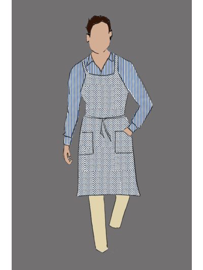 208142 - Uniform Apron Blue/White Nailhead Full Apron