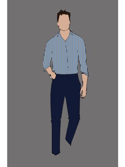 Uniform Shirt Male Blue/White Stripe (The Regency PM Server, Busser, Bartender)